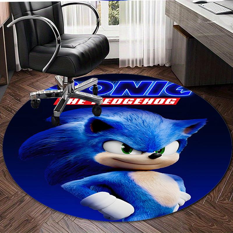 1pc Sonic2 Design Printed Area Round Carpet for Bedroom Living Room Home Decor Rugs Mat Non Slip Mat Rug for Bedside