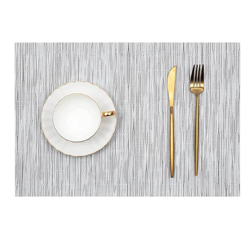 

Подставка под стакан из ПВХ, антибактериальная, с защитой от плесени, нескользящая подставка под пищевую продукцию в западном стиле, изоляционный коврик для стола, кухонный обеденный коврик 30x45CM&Rectangular серебряный