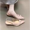 Fashion Summer New Pointed Toe Women Sandals Fashion Singbacks Mules Shoes Ladies Elegant Low Heels Stripper Party Sandals Zapatos Mujer