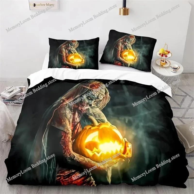 3D Print Colorful Horror Theme Spooky Bedding Set Boys Twin-Queen-King Size Duvet Cover Pillowcase Bed Kids Adult Soft Cozy