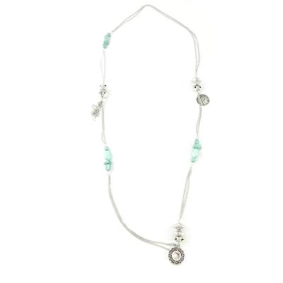 [H3014] - Designer Necklace 'Kilimanjaro' Silver Turquoise