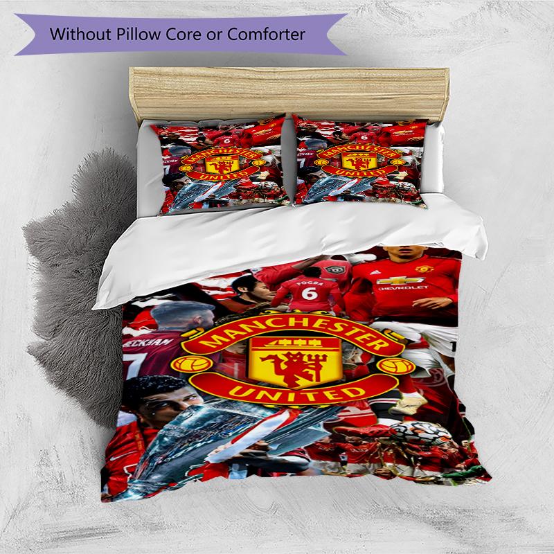 3pcs Duvet Cover Set (1*Duvet Cover + 2*Pillowcase, Without Core),Manchester United F.C Print Bedding Set, Bedroom Decor, All‑Season, Birthday Gift