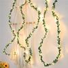 2/5M Green Leaf Wreath Light String Artificial Flower With Fairy Lights Used For Party Wedding Holiday Courtyard Decoration