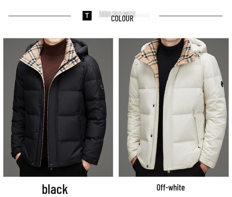 Men's Fashionable 2025 Winter White Duck Down Jacket - Versatile, Casual, Warm Outerwear for Middle-Aged Men