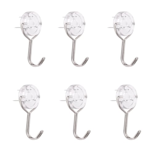 EGEN (6-Pack) Plasterboard, Plywood, and Wood Hooks, 10kg Weight Capacity, Three-Pin Wall Hooks, Non-Scratch, for Clear Walls