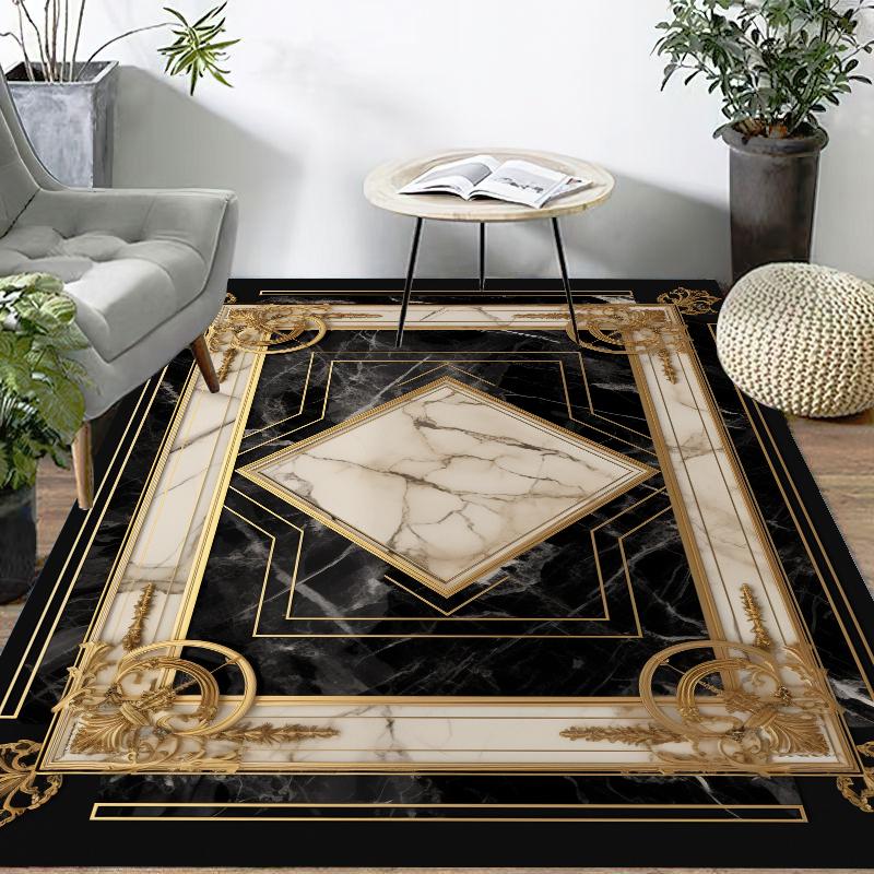 Luxury Lounge Rug Sofa Side Large Area Rugs European Marble Decor Living Room Carpet Soft Anti Slip Bedroom Floor Mat 160x230cm