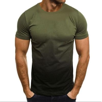 Men's Casual Sports T-shirt Summer Fashion Lapel 3D Gradient Short Sleeved Round Neck T-shirt for Men