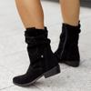 Women Ankle Boots Winter Low Heels Round  Plus Size Casual  Shoes Faux Suede Female Low Boots Free Shipping Chelsea Boots 20024