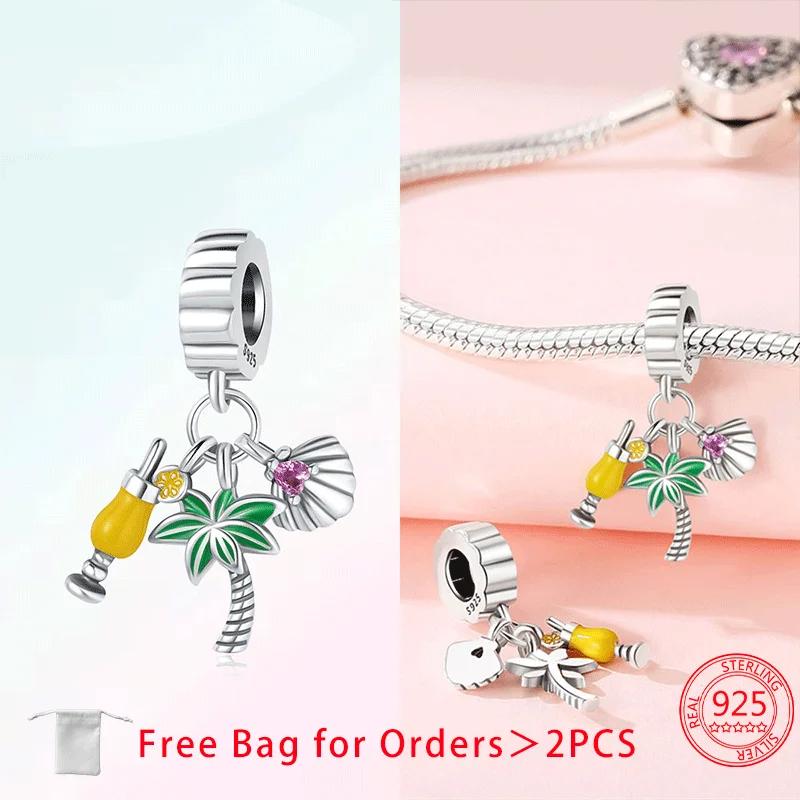 Authentic Copper Summer Coconut Cocktail Wine Coffee Charm Bead Charms Bead Charms Pendant Compatible With Women Bracelets Do It Yourself Jewellery De