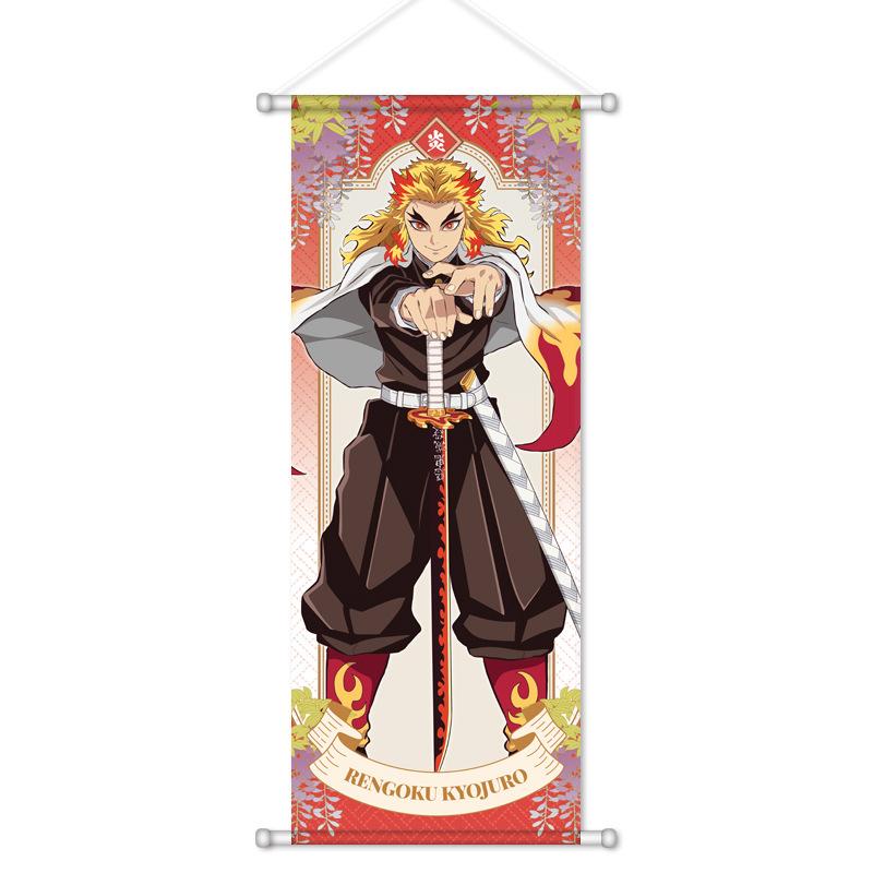 

slayer demon anime peripheral hanging painting silk poster Tanjiro Nezuko Giyuu Mitsuri Love Scroll 2D Decoration 72x28cm
