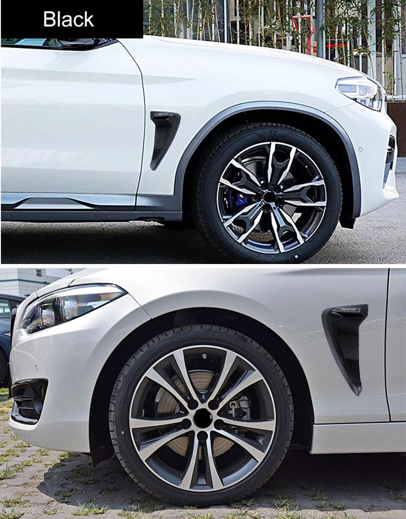 2 X Glossy Black Plastic Car Side Fender Decorative Air Flow Vent Covers Sticker