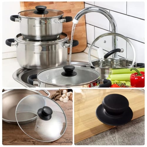 Machi No Nami Pot Lid Knobs, Pack of 4, Heat-Resistant, Round, Replacement Knobs for Pot Lids, Kitchen Cookware