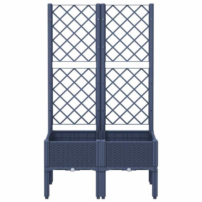 VidaXL Jardinière avec Treillis, Bac à Fleurs, Pot à Plantes, Boîte à Fleurs Jardin Terrasse Patio Extérieur, Bleu Gris 367921