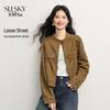 SLLSKY Women's Vintage Faux Suede Short Jacket