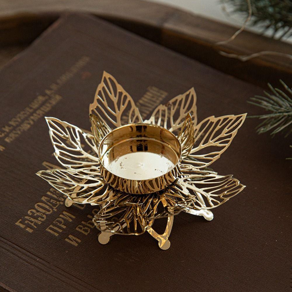 Golden Snowflake Candle Holders Modern Candlestick Tabletop Ornaments Tealight Holders  Wedding