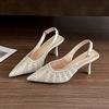 B813-ES6 French 2025 Spring and Summer New European and American Rhinestone Pointed Fashion Pressure Drill Thin Heel Sexy Sandals Women