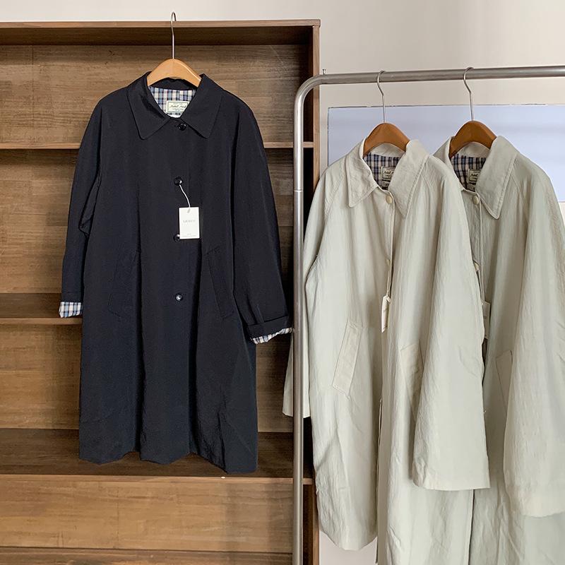 Einfarbiger mittellanger einreihiger Damen-Trenchcoat im koreanischen Stil - Lässige, vielseitige und figurbetonende Oberbekleidung