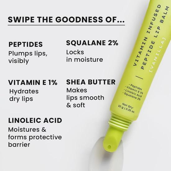 Hyphen-Vitamin Infused Peptide Lip Balm-Vanilla for Dry & Chapped Lips|Hydrating & Moisturizing Lip Balm for Unisex|for Dark Lips|Smoothen Lips|10gm