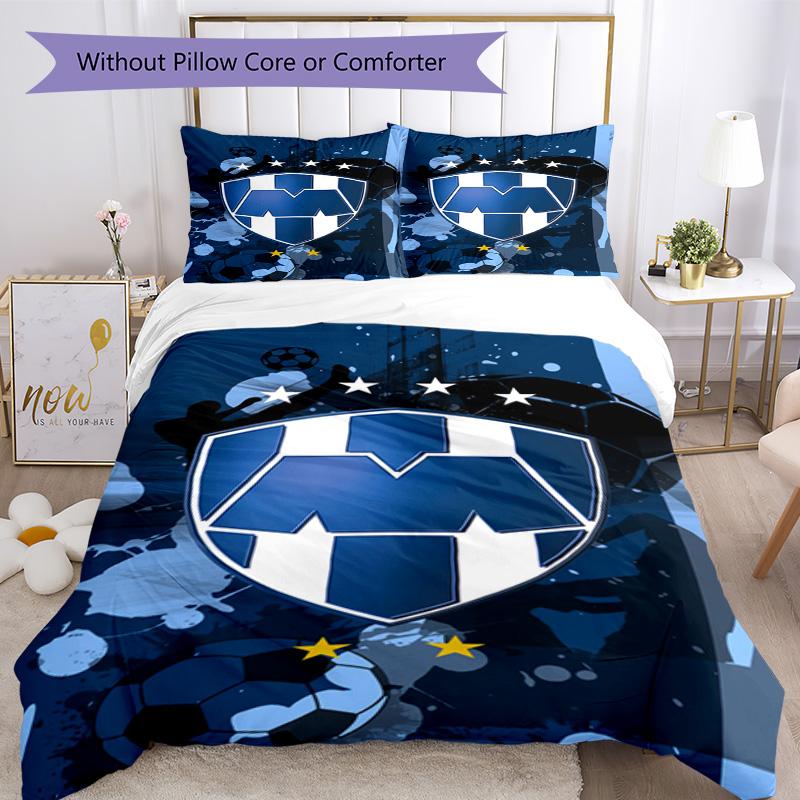 C.F.Monterrey Football Crest Art Printed Pattern Duvet Cover Set – includes 1 duvet cover and 2 matching pillowcases Bedroom decor Christmas gifts