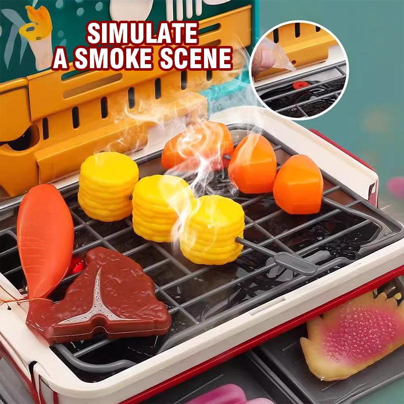 Children Barbecue BBQ Grill Toys Simulation Kitchen Girls Boys Electric Oven Pretend Play Food Bbq Play Role Play House Toy