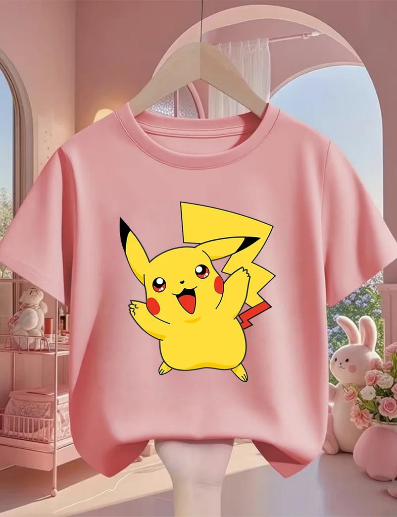 Pikachu Kids T Shirt 3-14Y Boys Girls Summer Cute Kawaii Crew Neck Fashion Street Hot Cartoon Casual Children