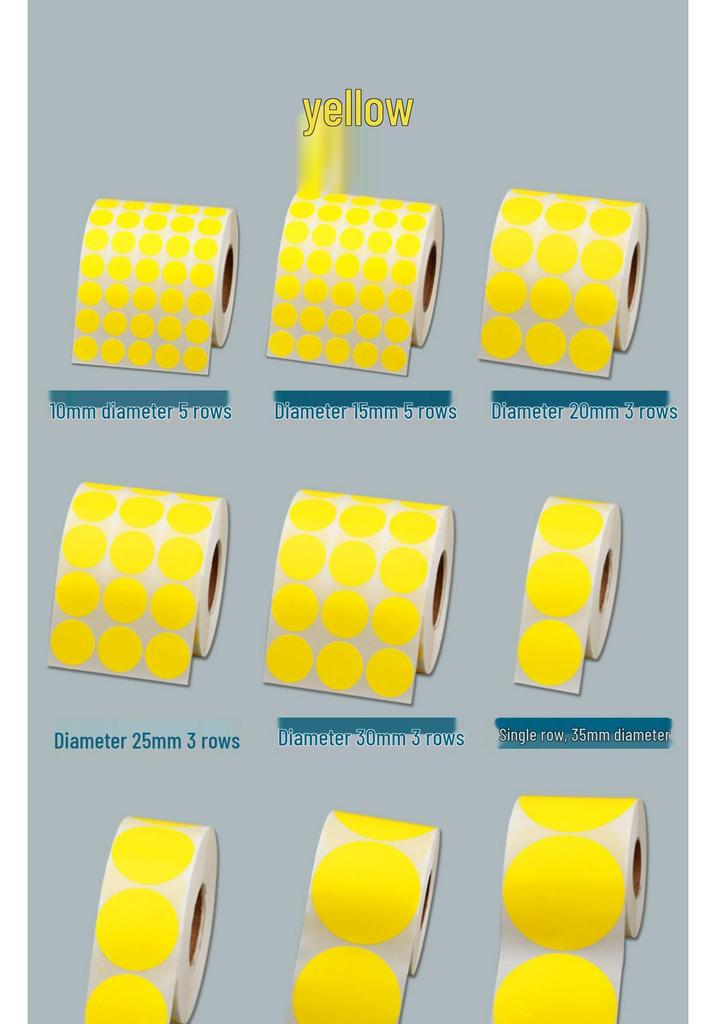 Multicolored Round Coated Paper Adhesive Labels for Monthly & Quarterly Marking - Red, Yellow, Blue, Green, Purple, Orange, White