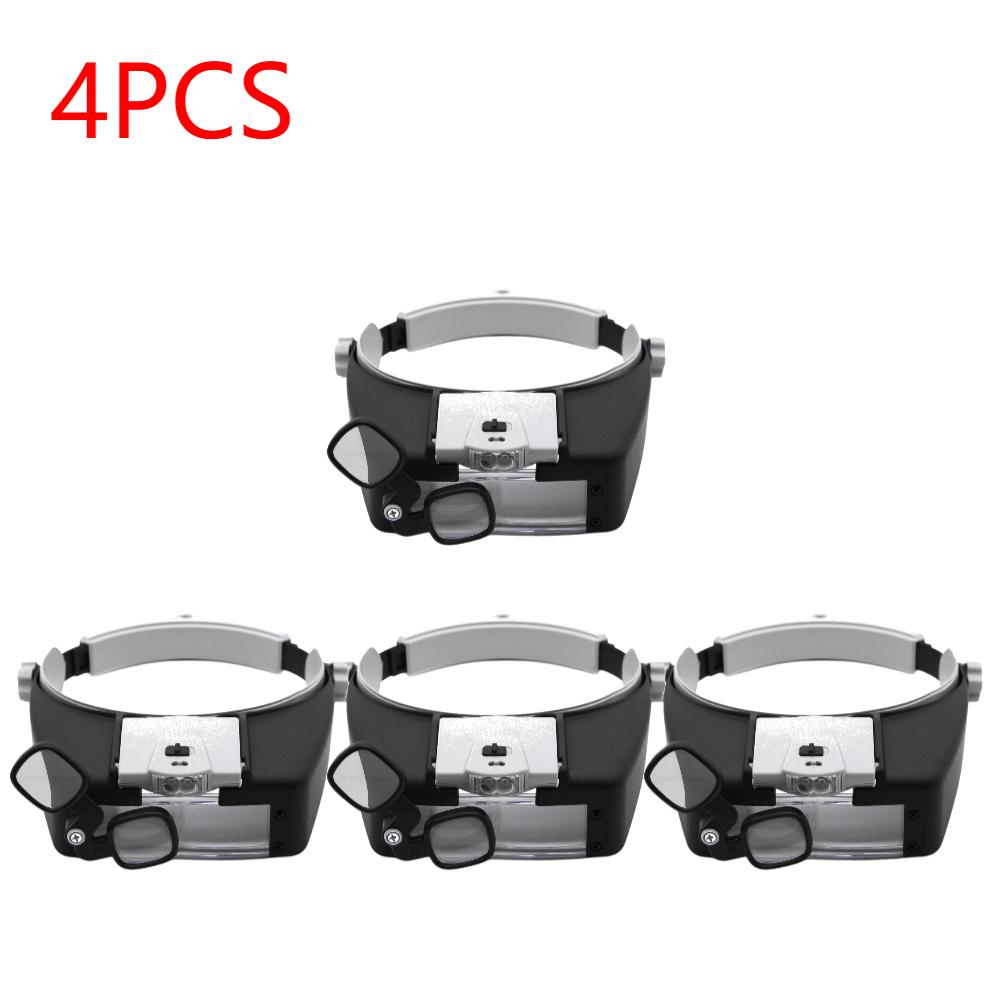 1.5X 1.5X 6X 8X Headband Glasses Magnifying Adjustable 2 LED Light Magnifier Loupe Glasses for Reading Magnifier Illuminated
