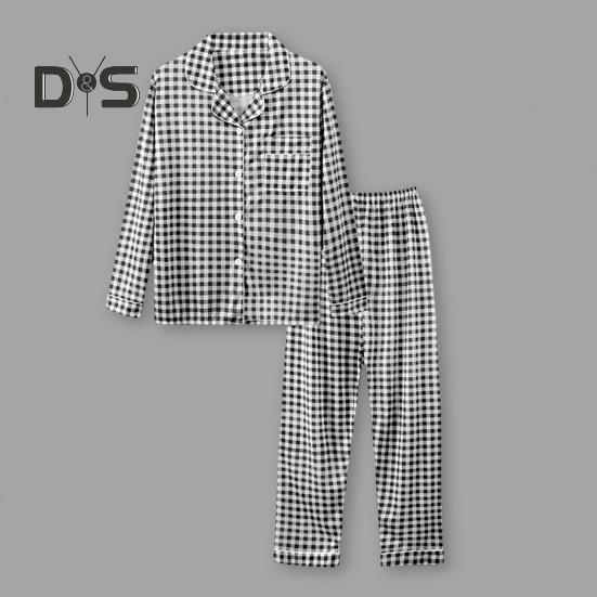 2 Pçs/set Pijamas Terno Estampado Bolinhas Cardigan Camisa Decote Em V Gola Redonda Camisa Perna Larga Calças Soltas Camisola Terno Pijamas