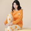 Aifen Teng Women's Pajamas Set: Pure Cotton, Long Sleeve, Long Pants, Casual Home Wear, Suitable for Spring, Autumn, and Winter.