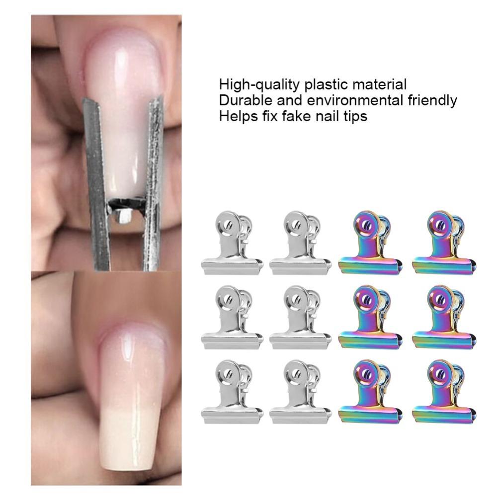 12PCS Stainless Steel Finger Extension Fixing Clips Acrylic Nail Extension Fixed Shaping