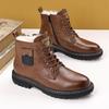Fashion men's boots Thickened Martin boots men's leather high-top men's cotton boots British tooling boots Warm non-slip snow boots