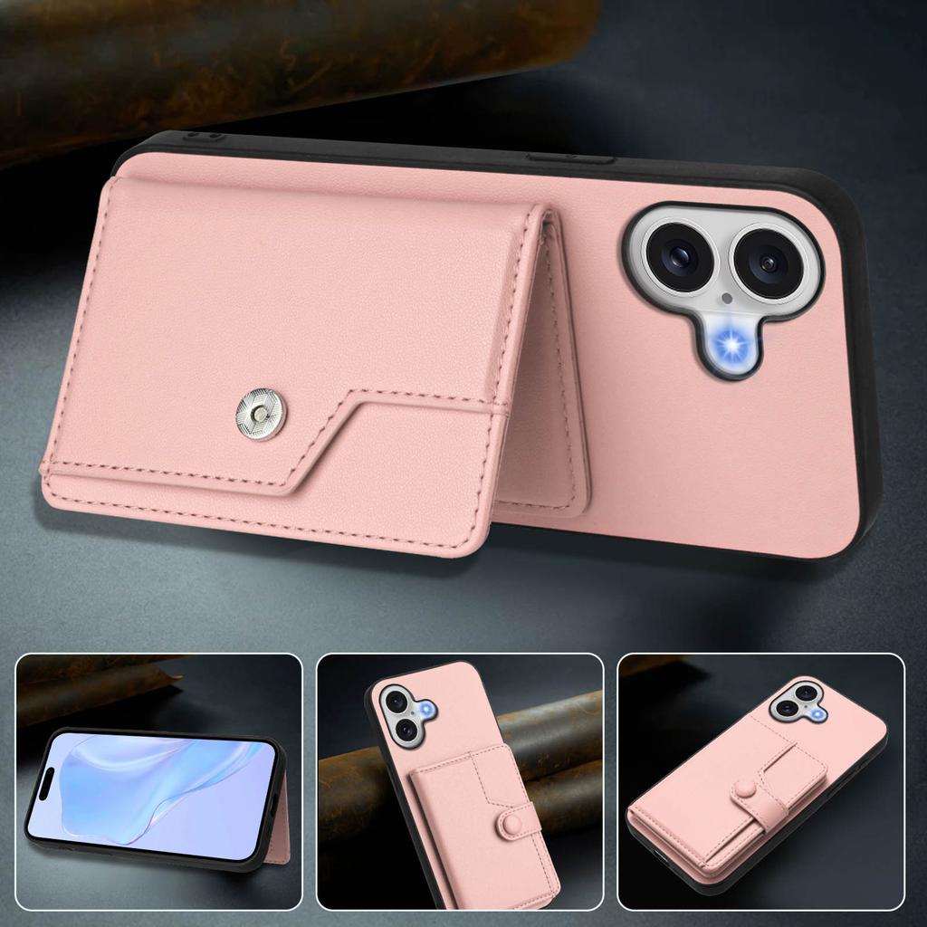 For iPhone 17 Case RFID Blocking Card Holder Kickstand TPU + PU Leather Phone Back Cover