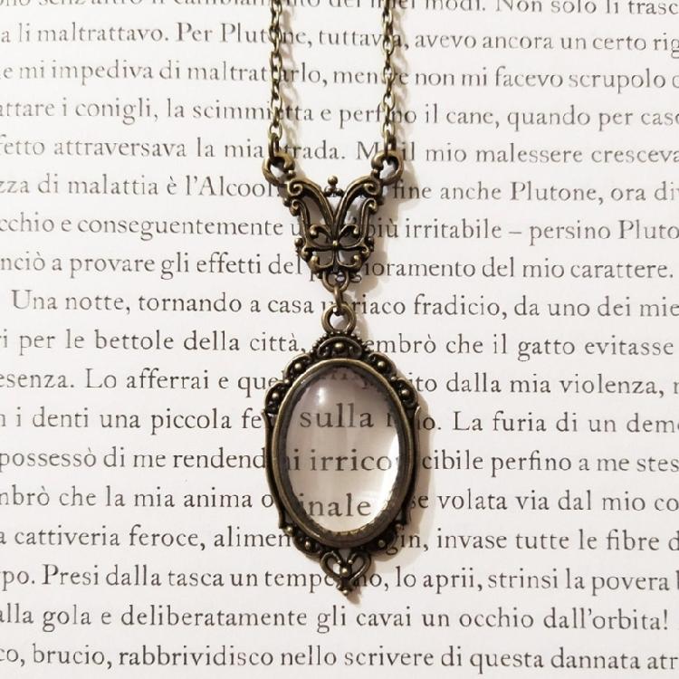 Lace Edge Oval-Magnifier Glasses Necklace Decor for Reading Birthday Gifts