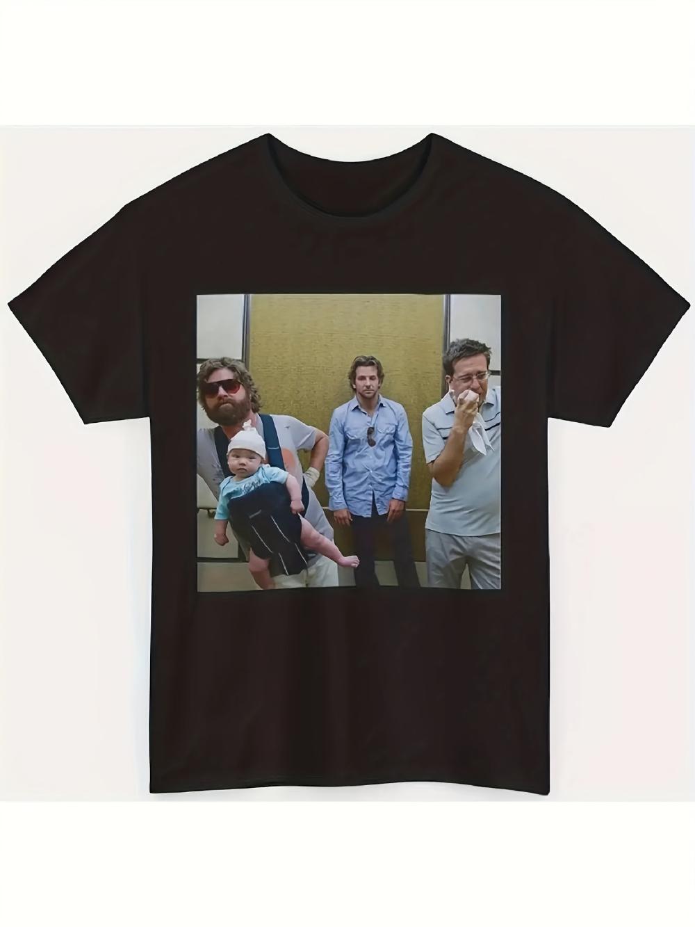 

The Hangover movie graphic T-shirt black retro Las Vegas comedy poster design unisex soft crew neck, comfortable all year rou... S