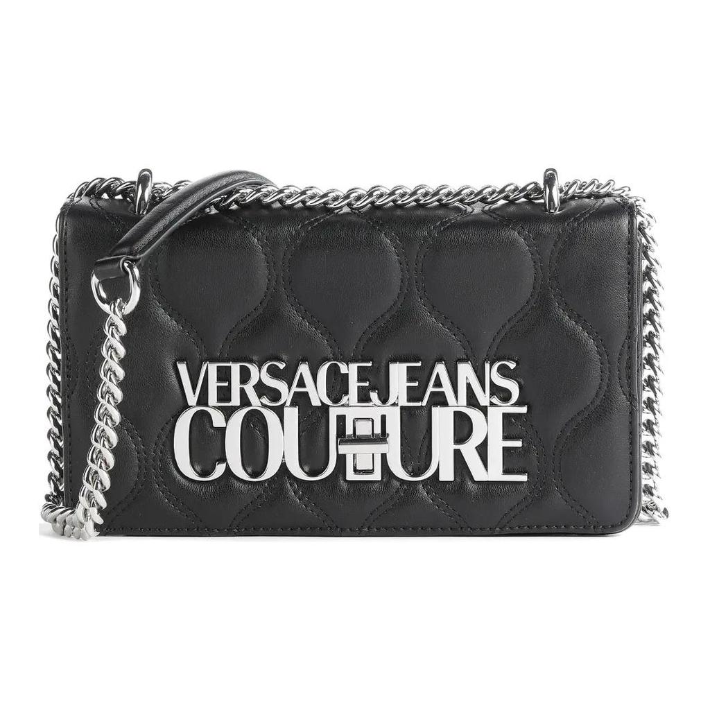 Versace Jeans Couture Wave Gestepptes Design Verstellbare Ketten-Schultertasche Damen-Schultertasche Schwarz 73VA4BL1-ZS409-899