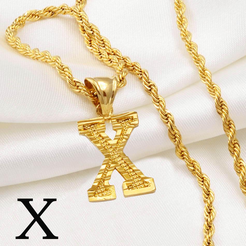 Anniyo AZ Letters Kettingen Dames Heren Verguld Initial Hanger Touwketting Engelse Letter Sieraden Alfabet Afrikaans #058002B