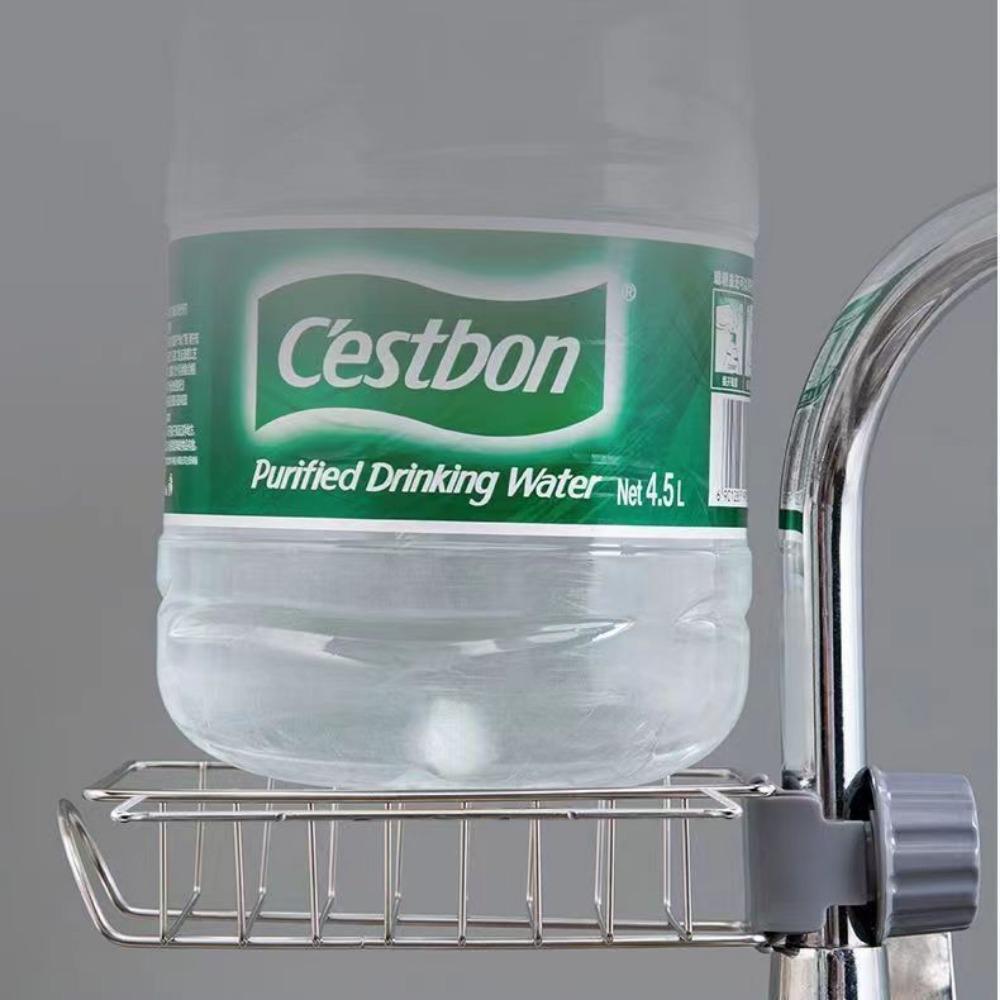 Home Kitchen Faucet Shelf Sink Sponge Drain Basket Bathroom Supplies Toilet Storage Rack No Punching