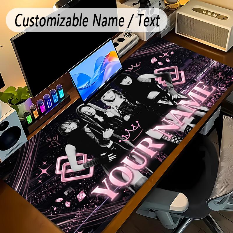 Large Mouse PadBLACKPINK Custom Name Text Personalized Desk Mat Non Slip Gaming Pad