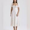 French Style Floral Sleeveless Dress With Polyester Fabric For Elegant Women