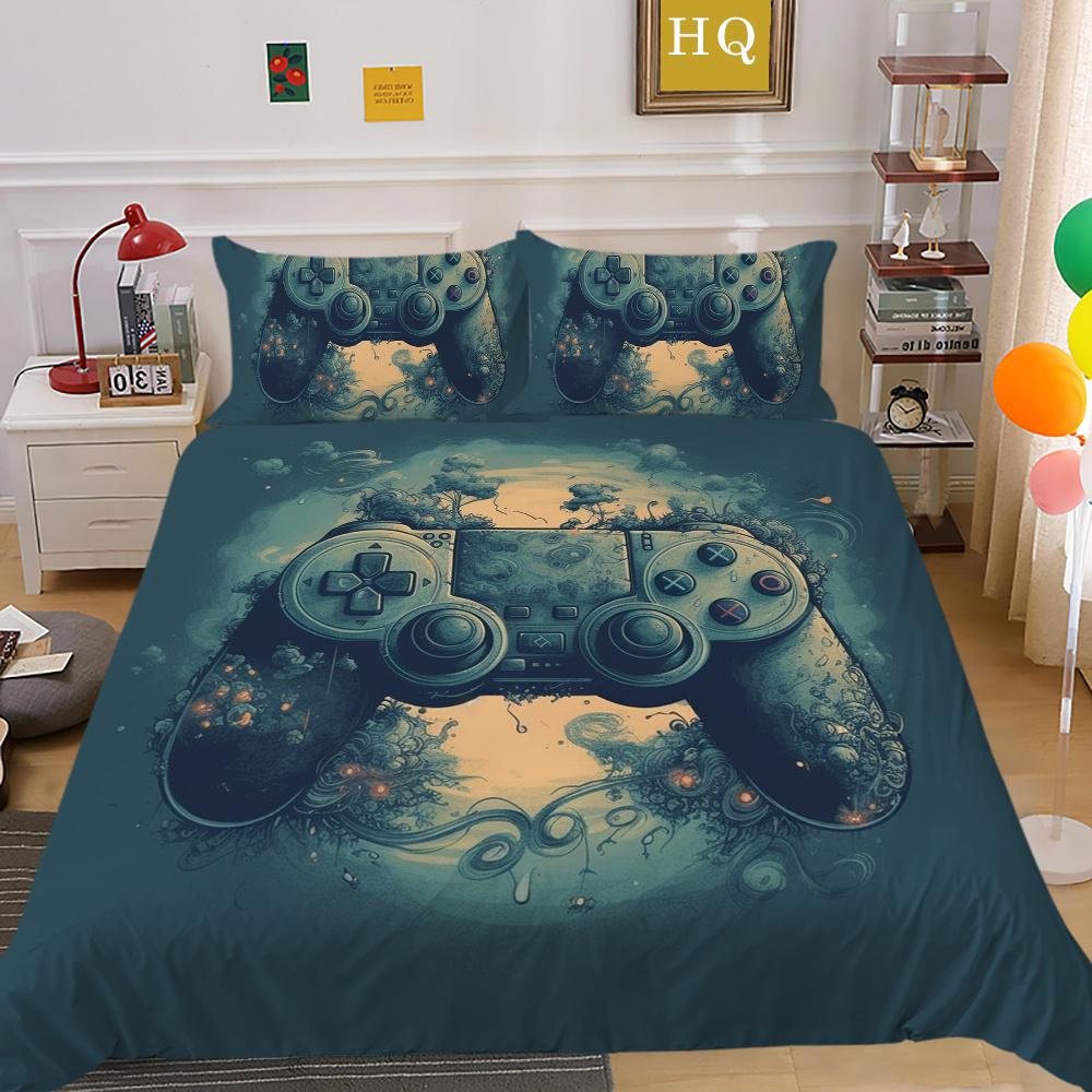 Conjunto de capa de edredom da moda, têxteis para o lar, jogo 3D, impressão de alça, conjunto de cama para adolescentes, menino, colchas, conjunto de cama de luxo, capa