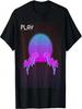 Retro 80s Grid Aesthetic Vaporwave Palm Trees T-Shirt
