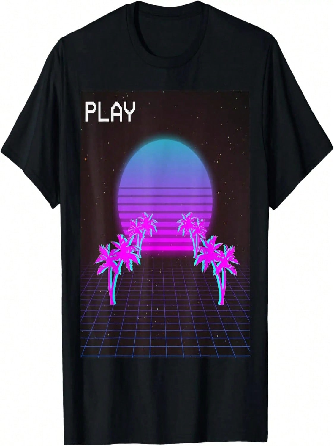 Ретро 80-е Сетка Эстетика Vaporwave Пальмы Футболка S разноцветный