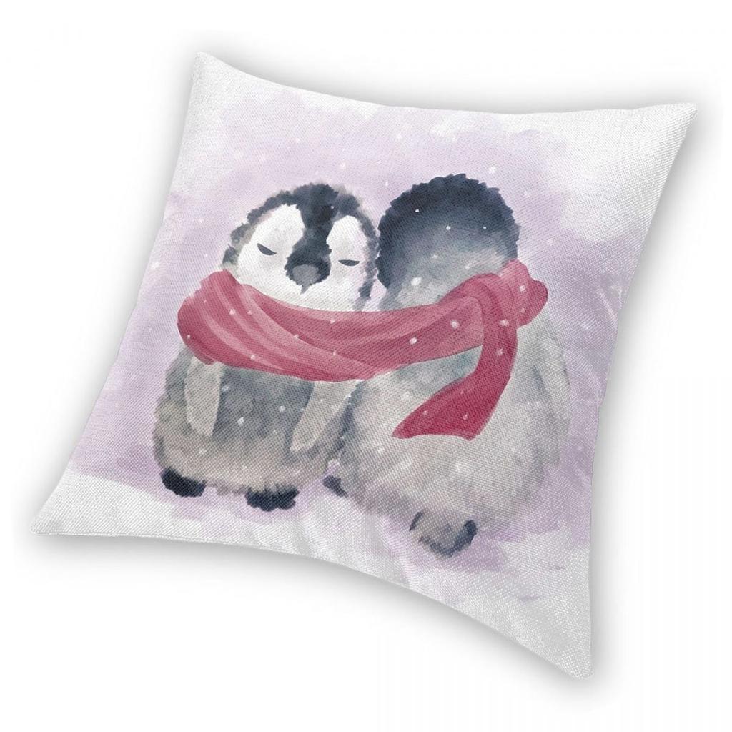 Pinguin Kuschel-Quadrat Kissenbezug Polyester Leinen Samt Muster Reißverschluss Dekor Kissenhülle Sofasitzkissenbezug 18"