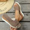 New Muffin and Open-toed Cold Slippers, One-word Dragging Hemp Rope Platform Women's Shoes On Cloth
