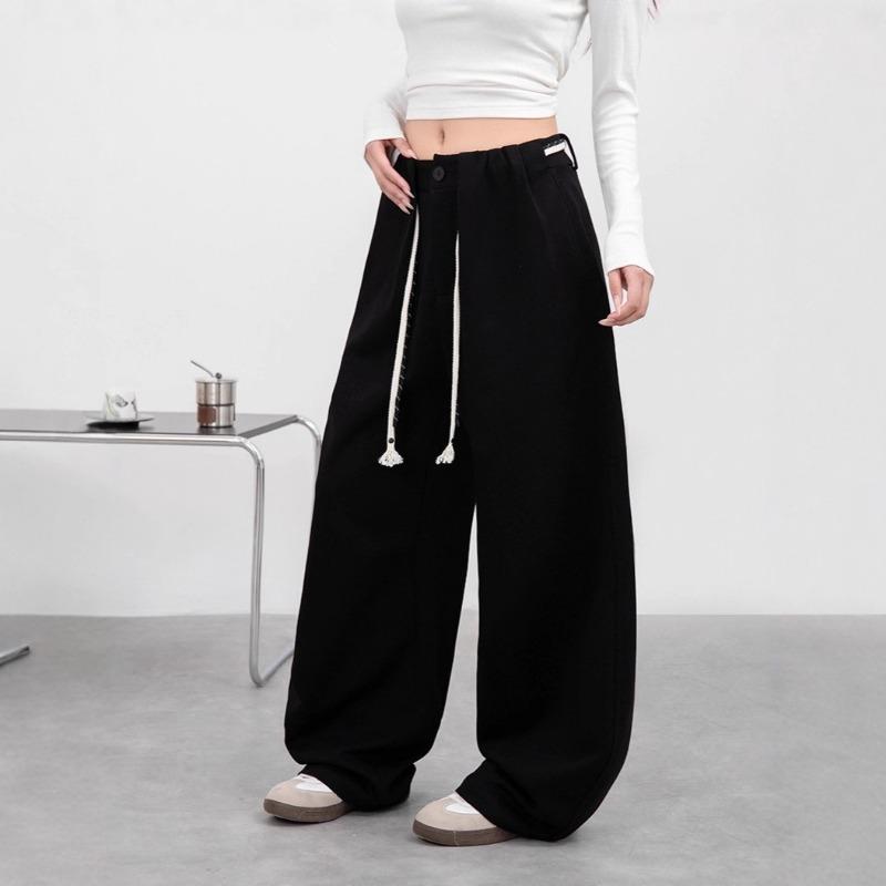 Wide-leg pants women's spring and autumn new high-waisted loose straight casual drape lazy wind scimitar sports pants