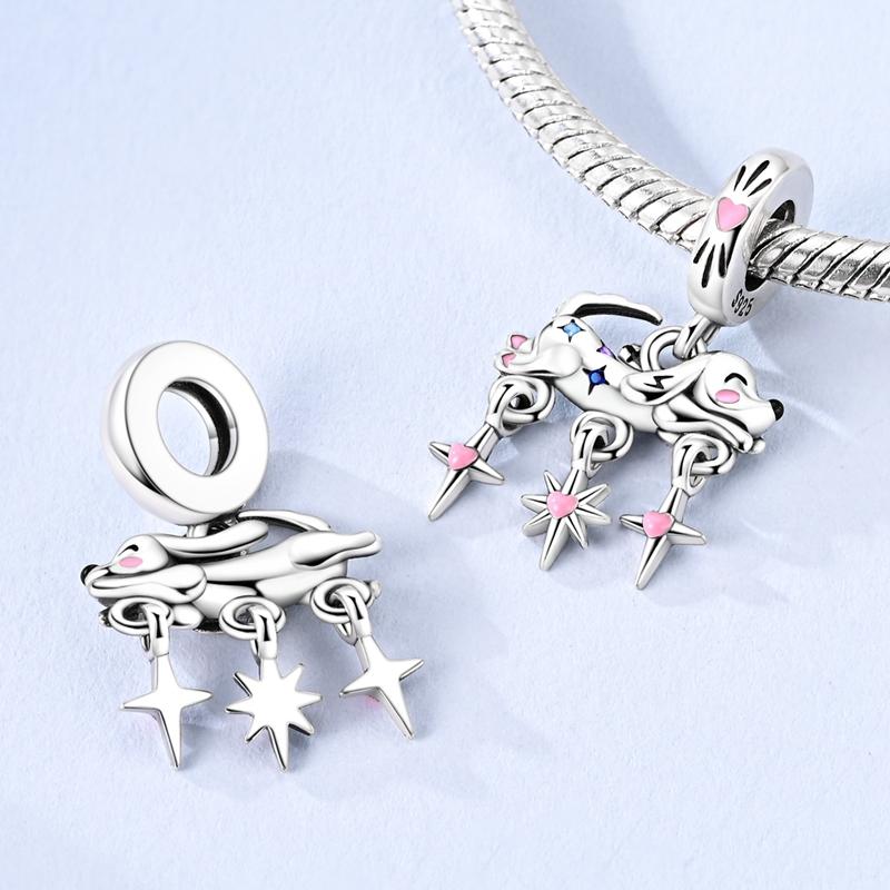 Copper Happy Dog Pendant Charms Jewellery Fit Original Bracelet Necklace For Women Diy Gift