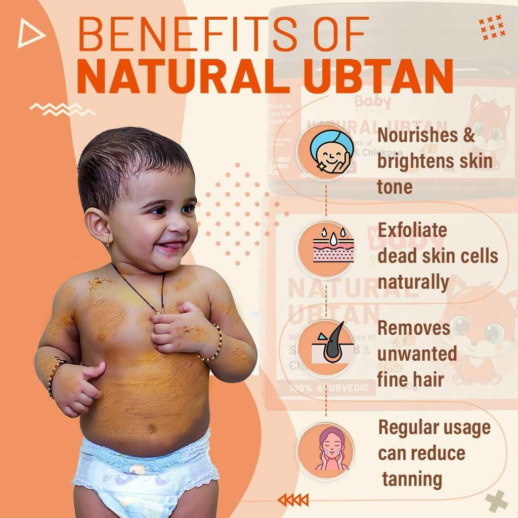 BabyOrgano® Ayurvedic Baby Skin Care Routine Combo | Natural Ubtan Powder & Baby Lotion | Chemical-Free, Nourishing | Safe for Delicate Skin