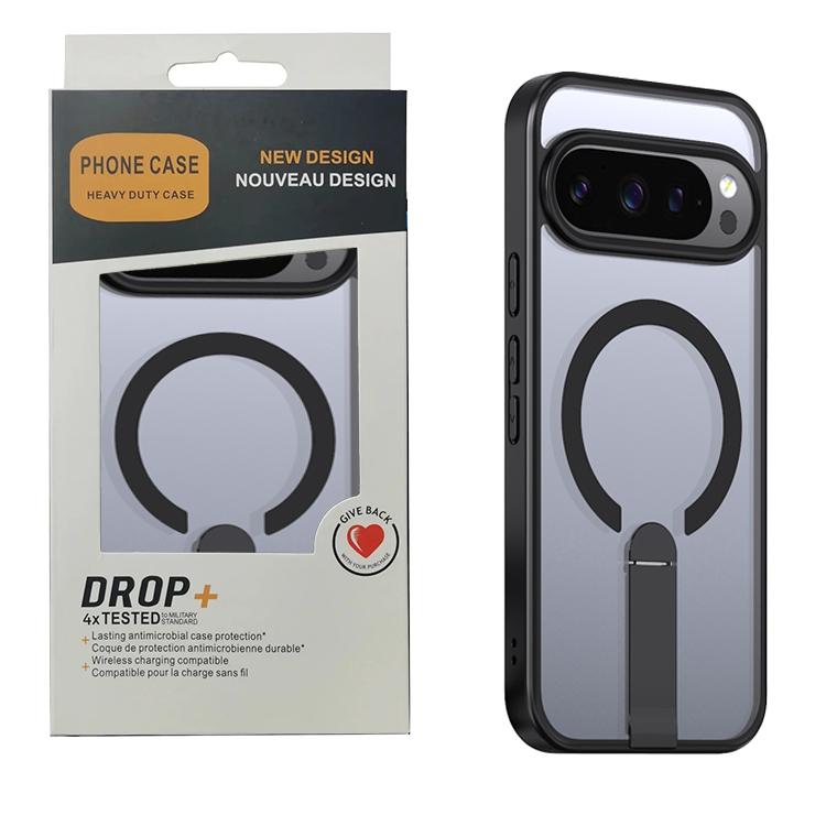 

Matte Translucent TPU+PC Wireless Charge Armor Phone Case For Google Pixel 10 9 Pro XL 9A Alloy Bracket/Camera Len Protect Cover Google Pixel 9