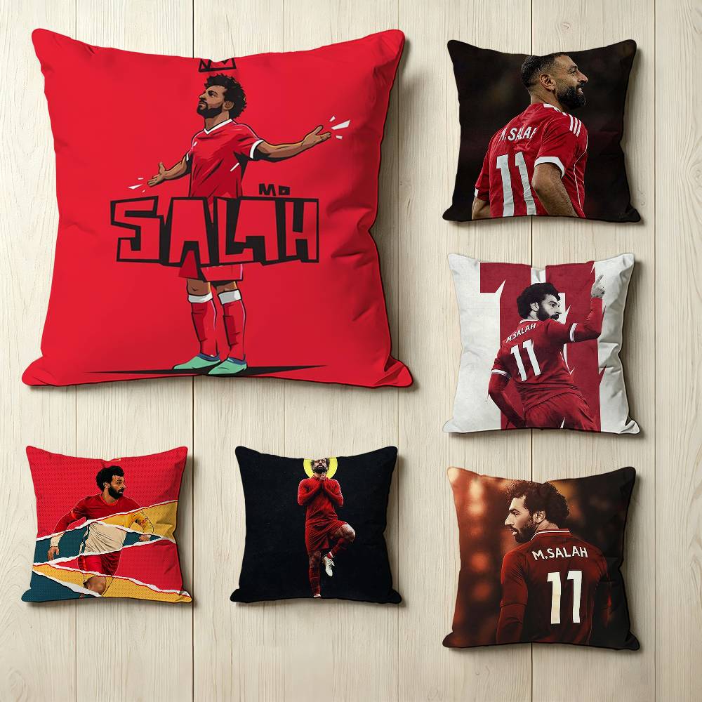 Football player MMohamed Salah Square DoubleSided printed Pillow Case Bedroom Bedside Pillow Sofa Cushion Cover