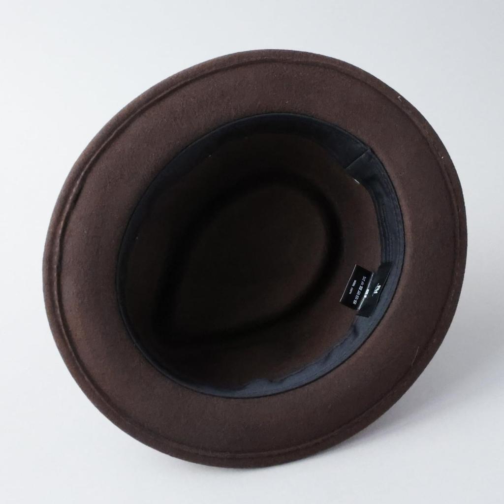 Reck Hatter Men's Australian Wool Felt Hat, Wide Brim, Brown, Size M, RH-104, Autumn/Winter